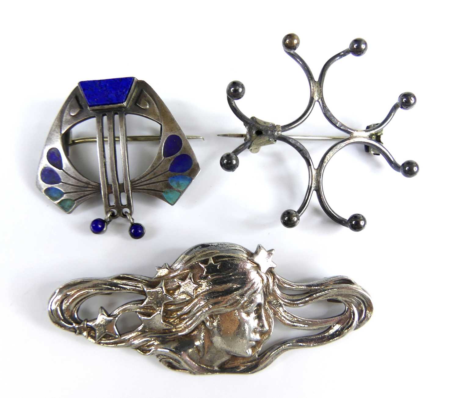 Lot 2610 - A continental Art Nouveau silver and blue...