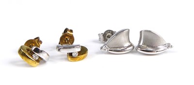 Lot 2654 - A pair of modern finely brushed 9ct white gold...