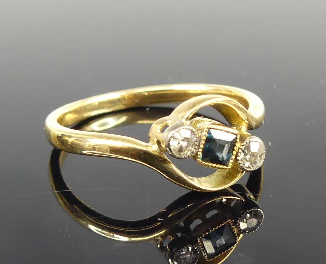 Lot 2655 - An Art Deco yellow metal sapphire and diamond...