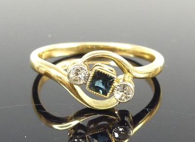Lot 2655 - An Art Deco yellow metal sapphire and diamond...
