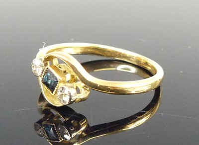 Lot 2655 - An Art Deco yellow metal sapphire and diamond...