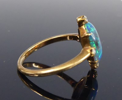Lot 2676 - A rose metal opal and diamond dress ring, the...