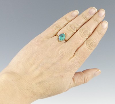 Lot 2676 - A rose metal opal and diamond dress ring, the...