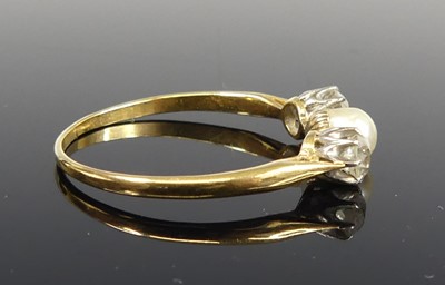 Lot 2688 - A yellow and white metal pearl and diamond 3...