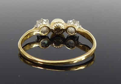 Lot 2688 - A yellow and white metal pearl and diamond 3...