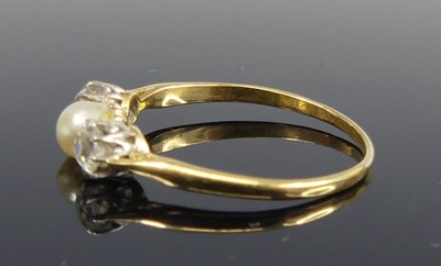 Lot 2688 - A yellow and white metal pearl and diamond 3...