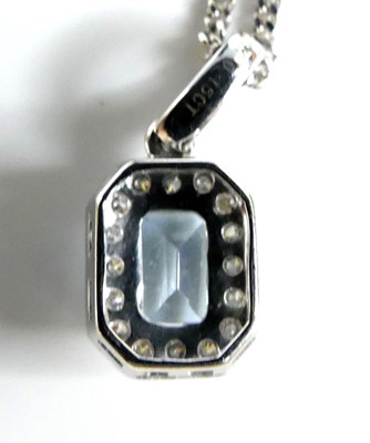 Lot 2689 - A 9ct white gold aquamarine and diamond...