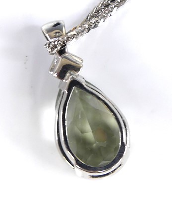 Lot 2690 - A 9ct white gold prasiolite and diamond...
