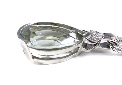 Lot 2690 - A 9ct white gold prasiolite and diamond...