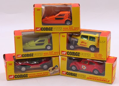 Lot 1671 - Corgi Toys Whizzwheels, group of five diecast,...