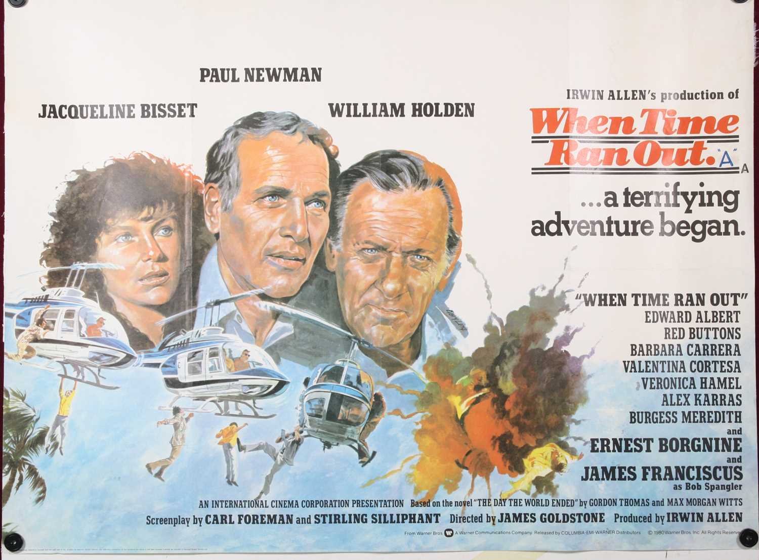Lot 1002 - When Time Ran Out, 1980, UK quad film poster,...