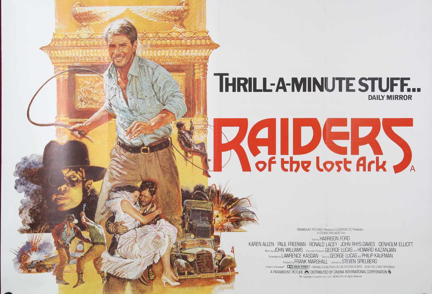 Lot 1012 - Raiders Of The Lost Ark, 1981, UK quad film...