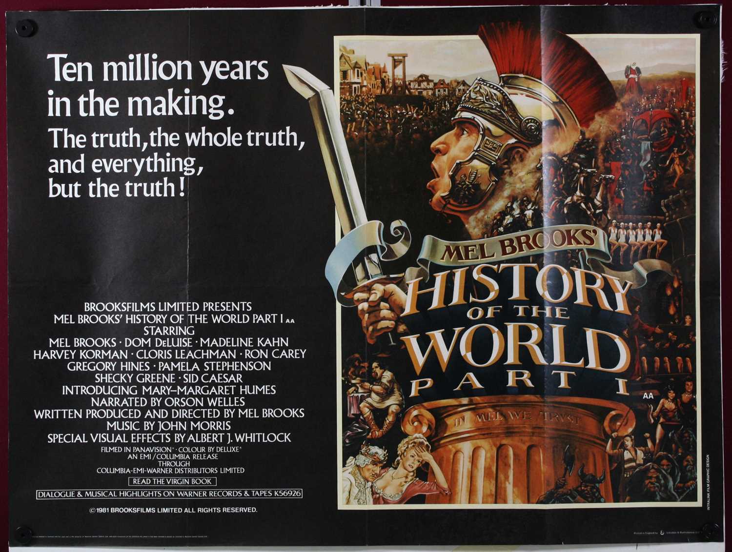 Lot 1024 - History of the World, Part One, 1981, UK quad...
