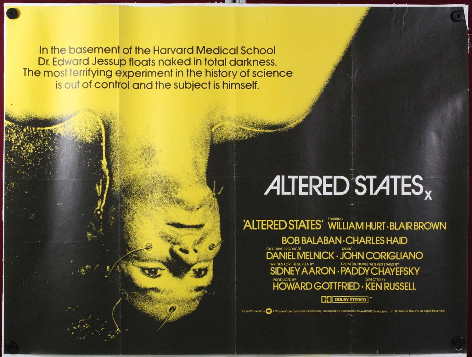 Lot 1018 - Altered States, 1981, UK quad poster, starring...