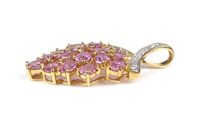 Lot 2502 - An 18ct yellow gold pink sapphire and diamond...