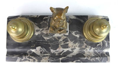 Lot 81 - A French Art Deco desk stand, the black...