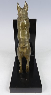 Lot 82 - An Art Deco bronze and black slate single book-...
