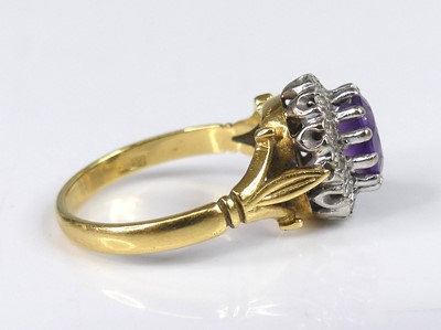 Lot 2509 - A yellow and white metal, amethyst and diamond...