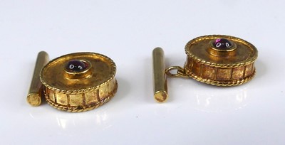 Lot 2536 - A pair of yellow metal button style cufflinks,...