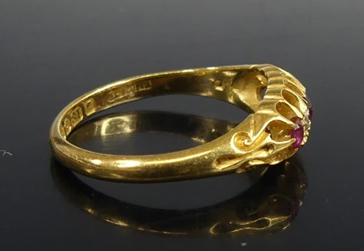 Lot 2555 - An Edwardian 18ct yellow gold ruby and diamond...