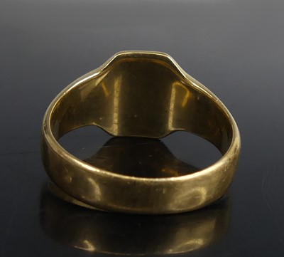 Lot 2564 - An 18ct yellow gold octagonal signet ring,...
