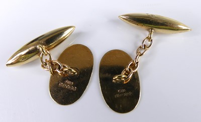 Lot 2593 - A pair of Art Deco 9ct gold cufflinks, having...