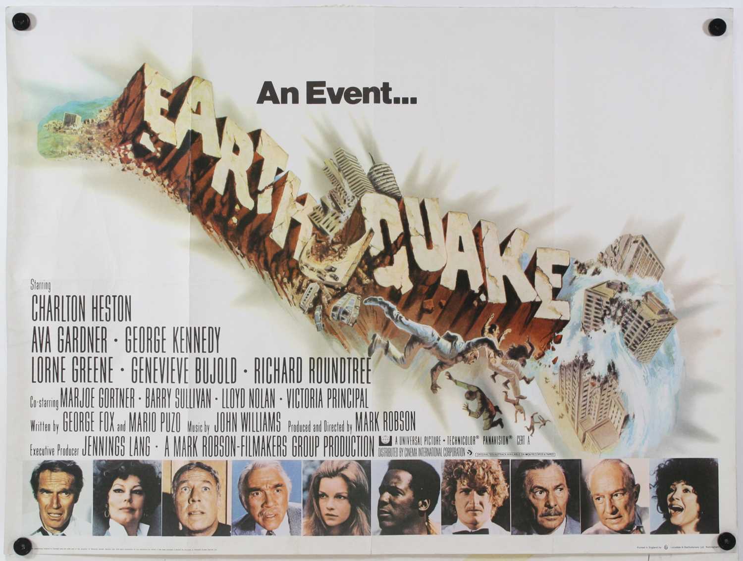 Lot 1060 - Earthquake, 1974, UK quad film poster,...