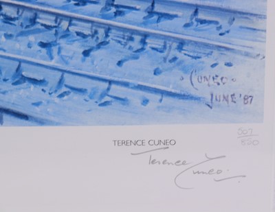 Lot 34 - Terence Cuneo, framed and glazed landscape...