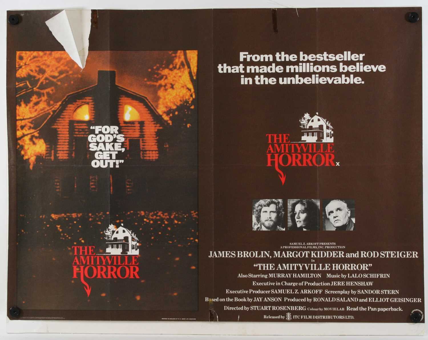 Lot 1066 - The Amityville Horror, 1979, UK quad poster,...