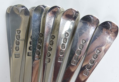 Lot 2084 - A set of eight William IV silver teaspoons, in...