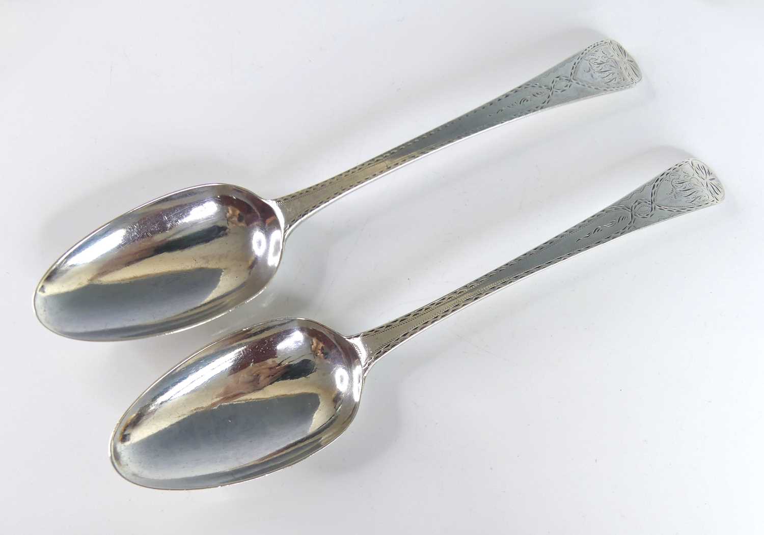 Lot 2089 - A pair of George III silver tablespoons, in...