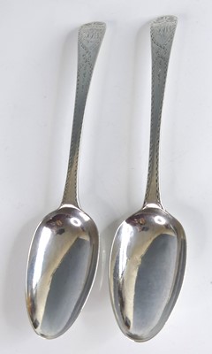 Lot 2089 - A pair of George III silver tablespoons, in...