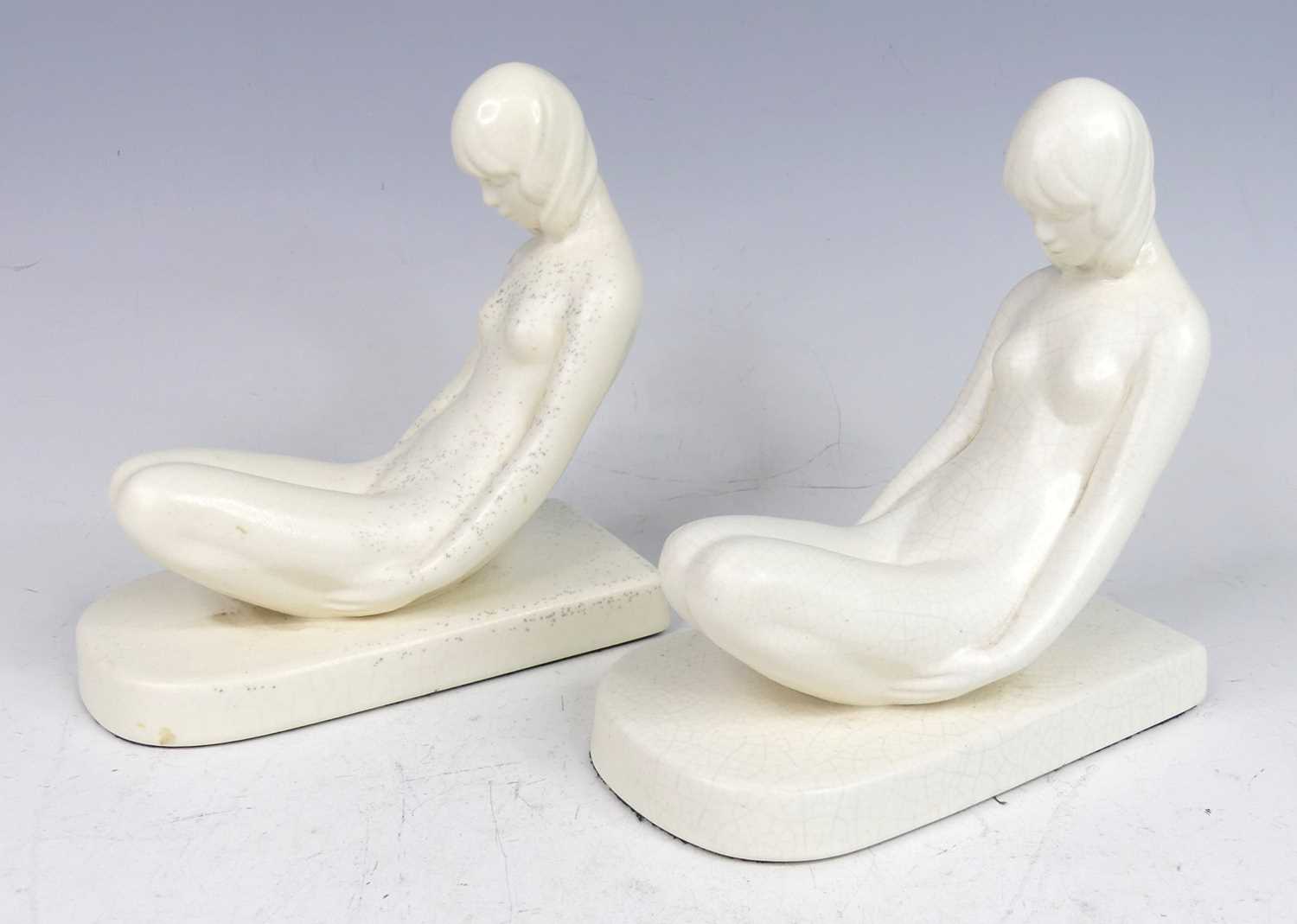 Lot 36 - A pair of Wedgwood 'Moonstone' crackle-glazed...