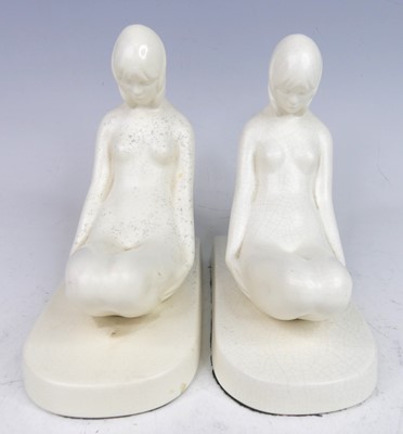 Lot 36 - A pair of Wedgwood 'Moonstone' crackle-glazed...
