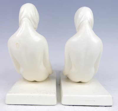 Lot 36 - A pair of Wedgwood 'Moonstone' crackle-glazed...