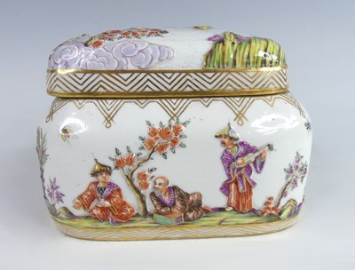 Lot 2037 - A 19th century Meissen porcelain box and cover,...