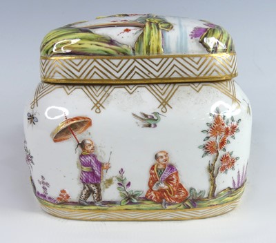 Lot 2037 - A 19th century Meissen porcelain box and cover,...