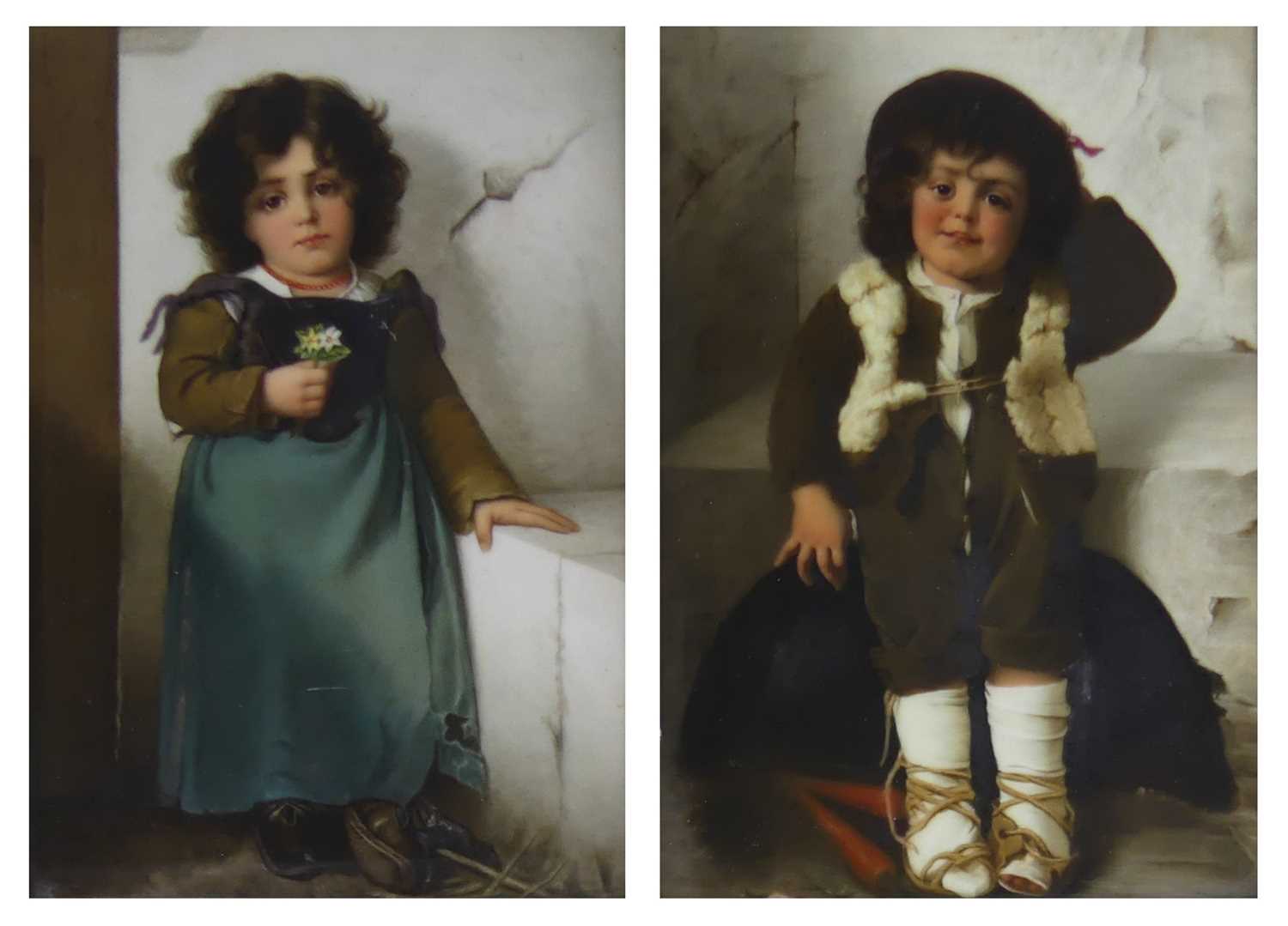 Lot 2045 - A pair of Berlin KPM style painted porcelain...