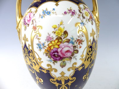 Lot 2040 - An Edwardian Royal Crown Derby twin handled...