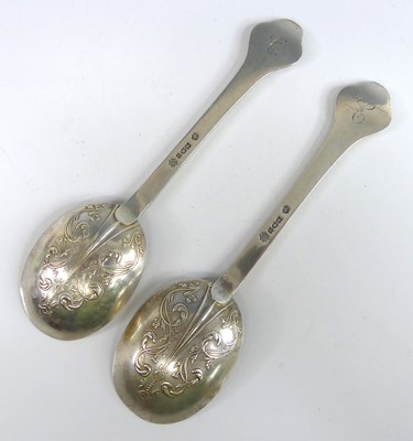 Lot 2064 - A pair of Edwardian silver fancy-back dognose...