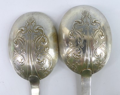 Lot 2064 - A pair of Edwardian silver fancy-back dognose...