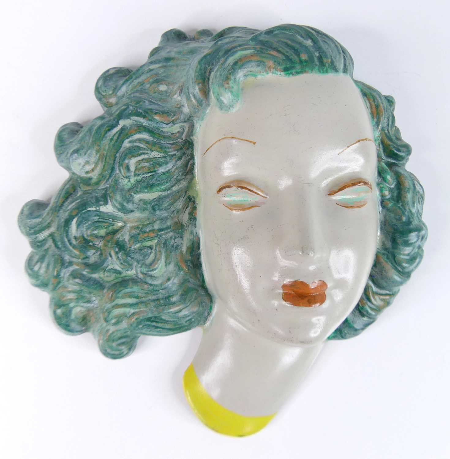 Lot 34 - A 1930s Goldscheider painted terracotta wall...