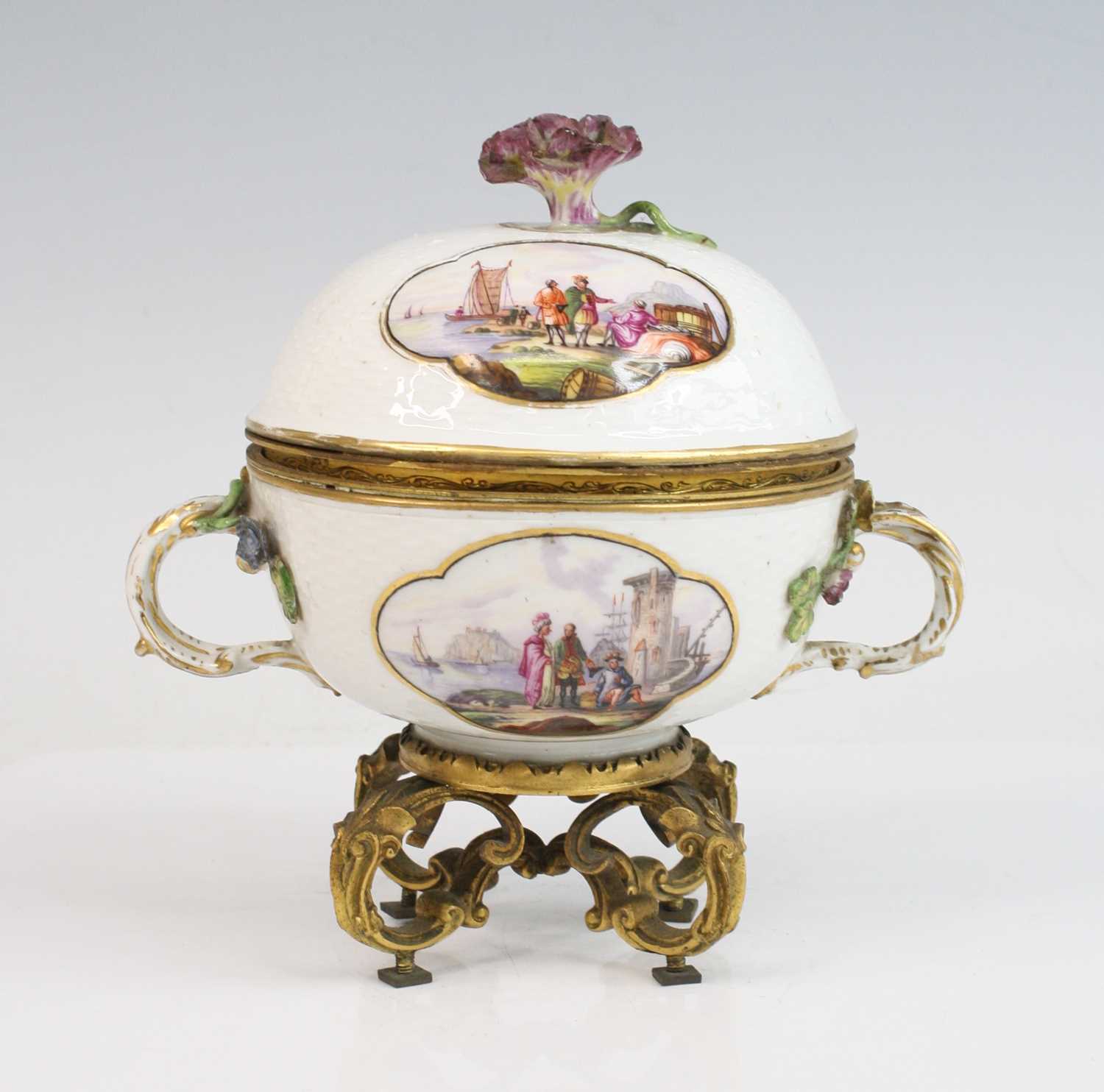 Lot 2033 - A 19th century continental porcelain twin...