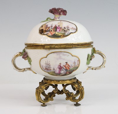 Lot 2033 - A 19th century continental porcelain twin...