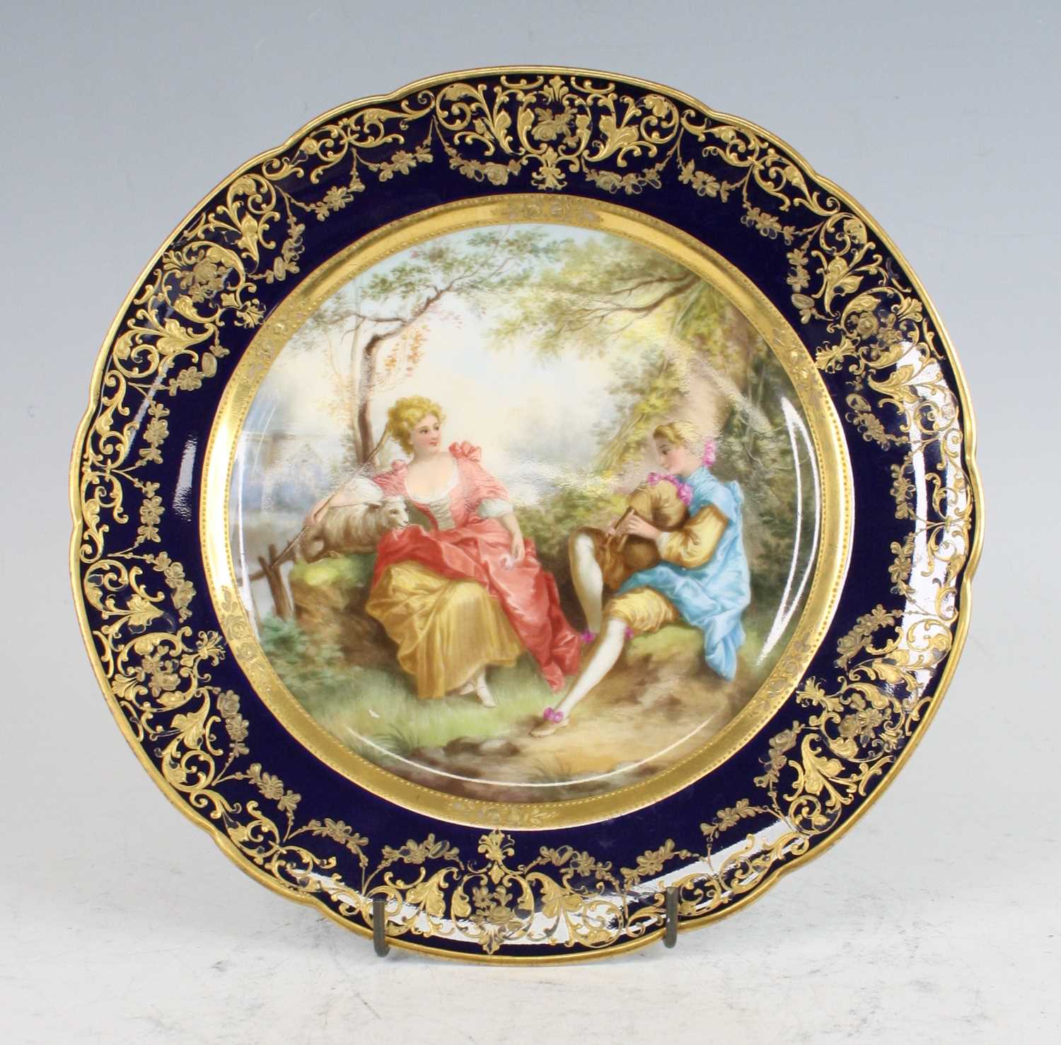 Lot 2034 - A 19th century Sevrès porcelain cabinet plate,...