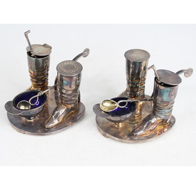 Lot 358 - A silver plated novelty cruet, the handle in...