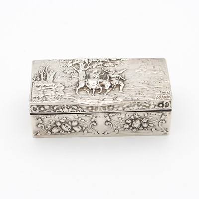 Lot 104 - A late 19th century German silver snuff box,...