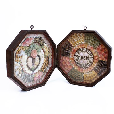 Lot 176 - A 19th century sailors shellwork double...