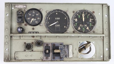 Lot 13 - An aircraft instrument panel, set with three...