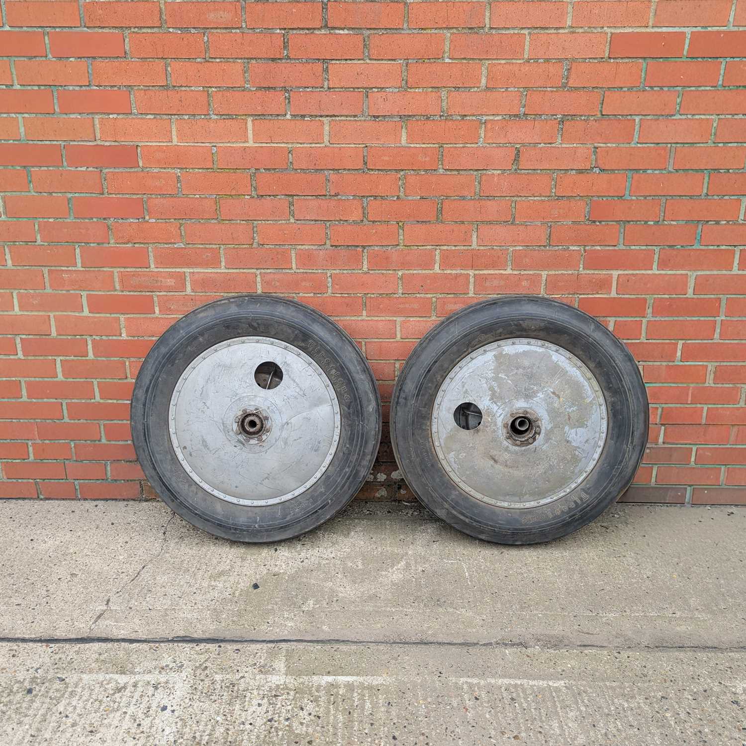 Lot 15 - A pair of vintage bi-plane wheels, dating from...